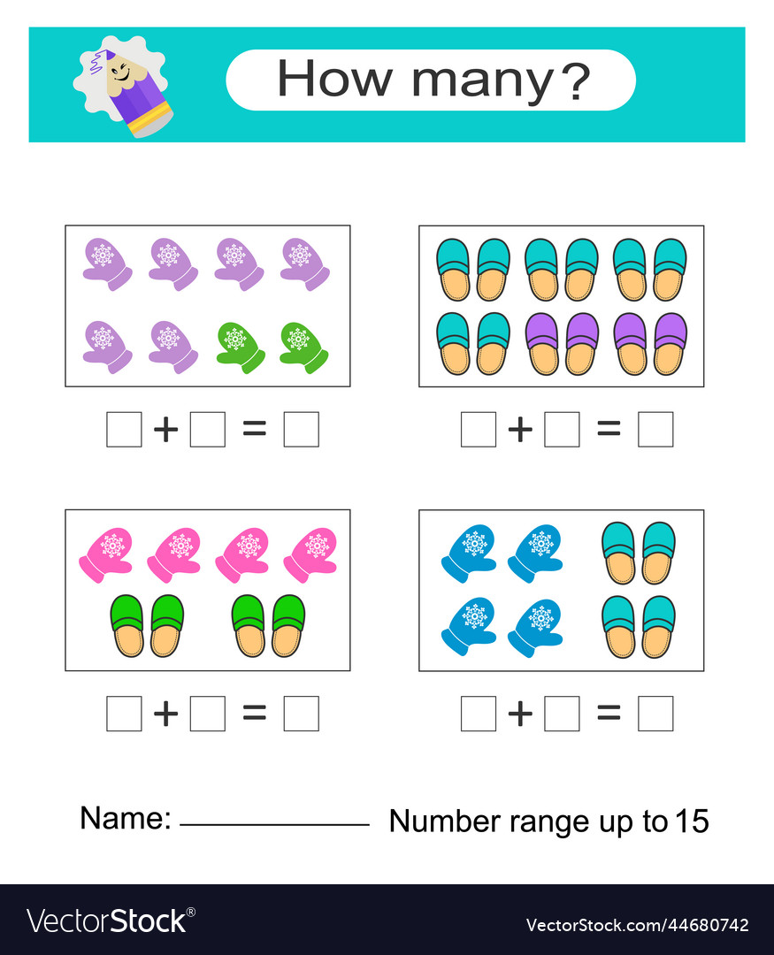 Math game for kids preschool worksheet activity Vector Image