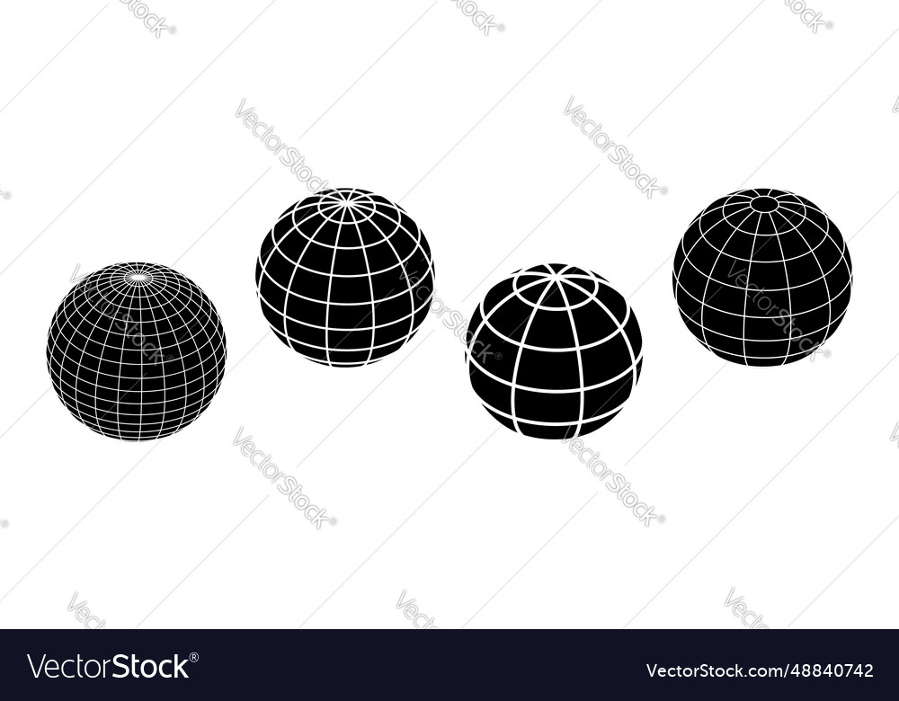Simple classic globe wireframe set Royalty Free Vector Image