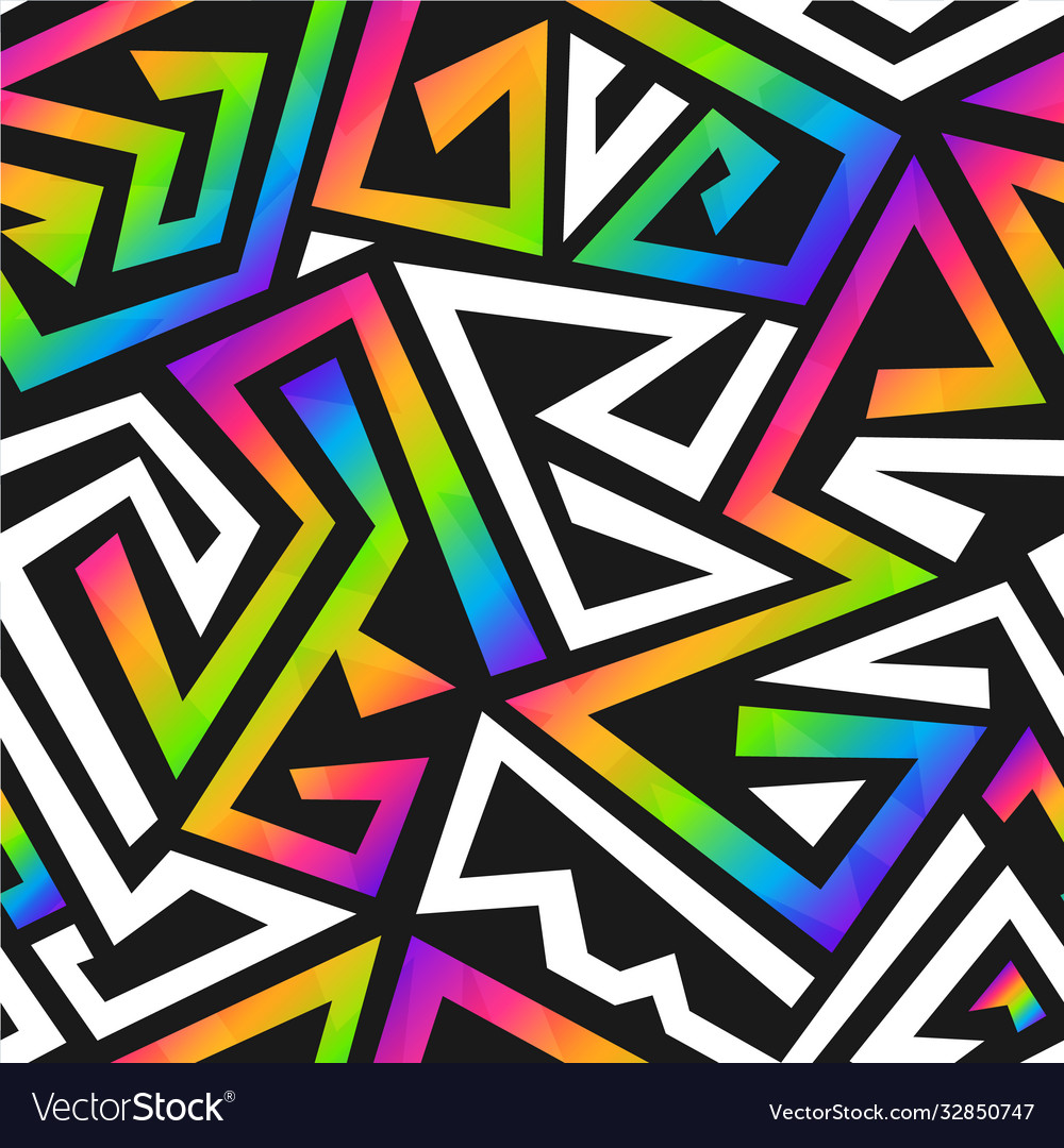 Rainbow color graffiti seamless pattern Royalty Free Vector