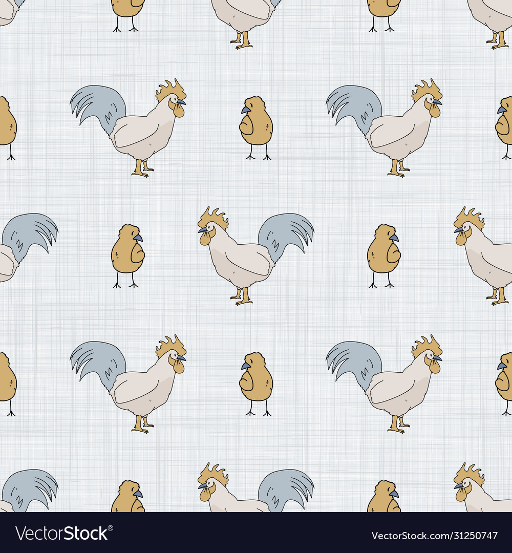 Seamless French Farmhouse Cockerel And Chick Vector Image