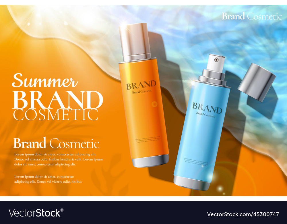 Sunscreen spray product ads Royalty Free Vector Image