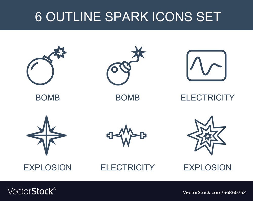 6 spark icons Royalty Free Vector Image - VectorStock