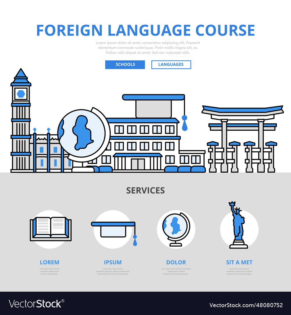 Foreign language course school college university Vector Image