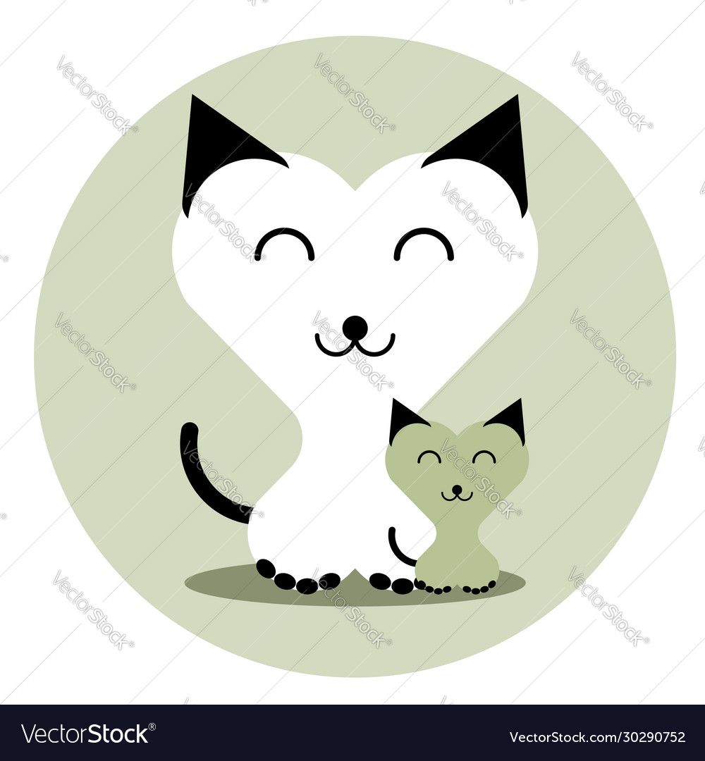 Funny cats in shape a heart cartoon