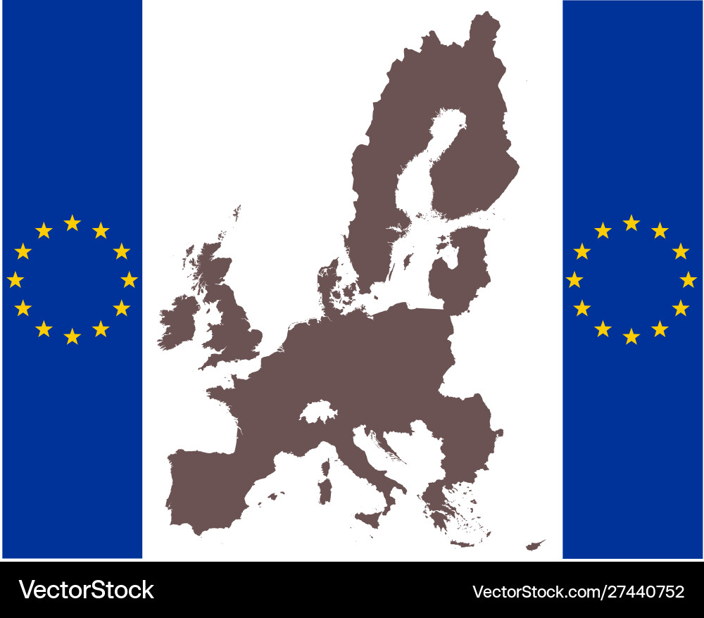 Map eu on background with flag Royalty Free Vector Image