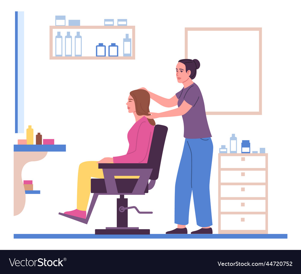 People in beauty salon barber with customer Vector Image