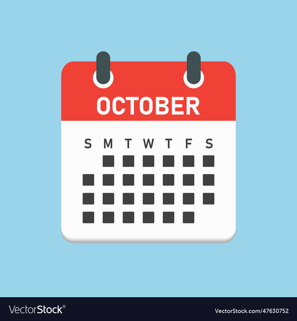 Template icon page calendar month october Vector Image