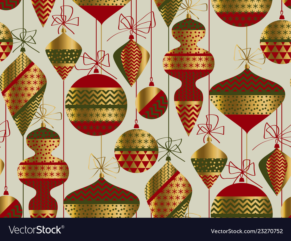 Antique Christmas Ornaments Vintage Christmas Ornaments Decoration Pattern Vector Image