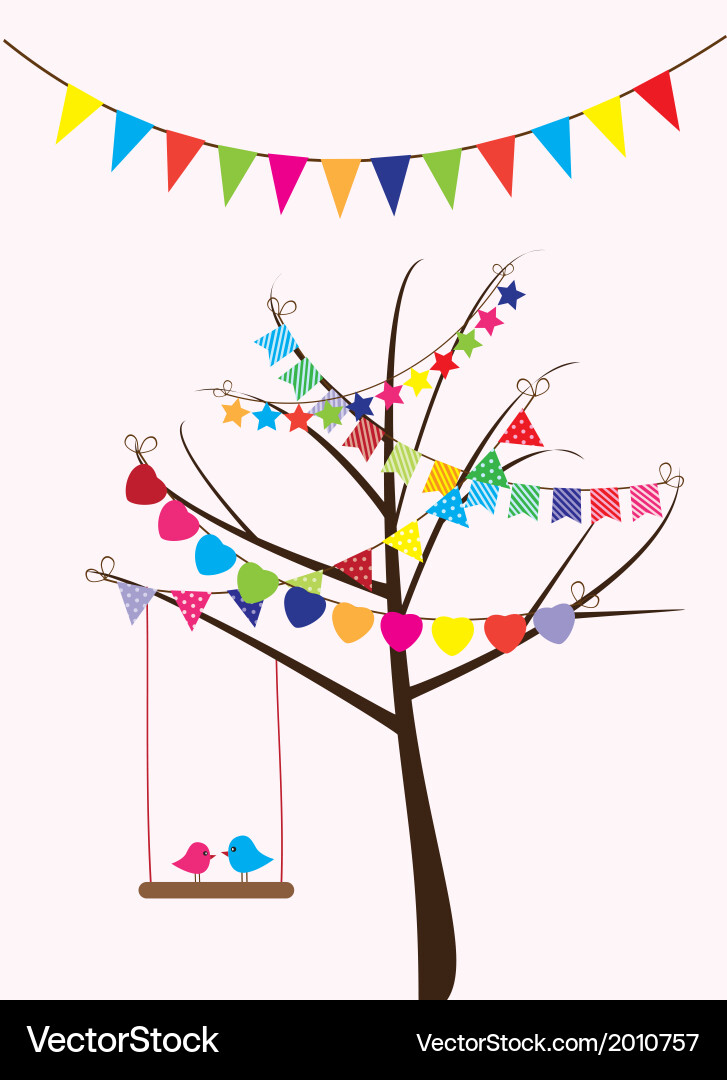 Bird swing tree Royalty Free Vector Image - VectorStock