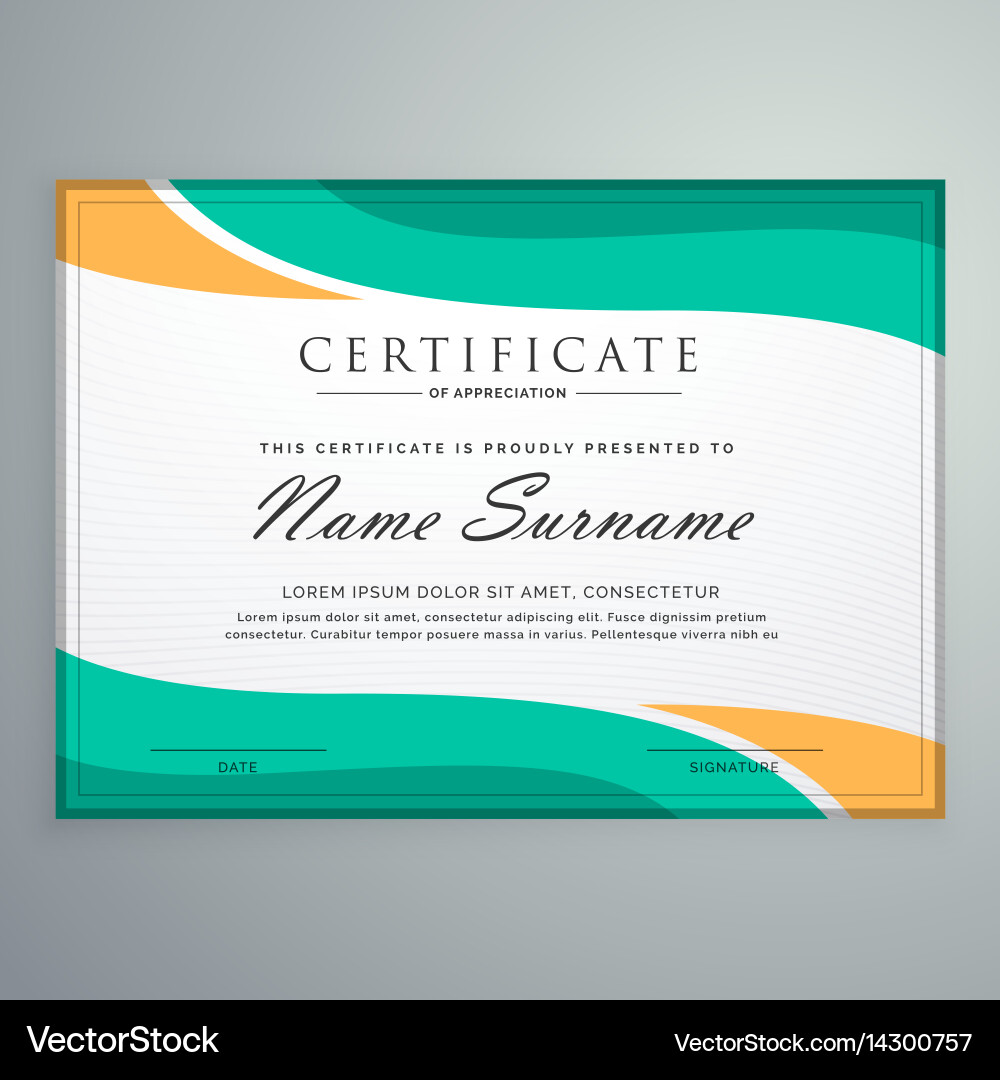 Creative Certificate Of Appreciation With Wavy Vector Image