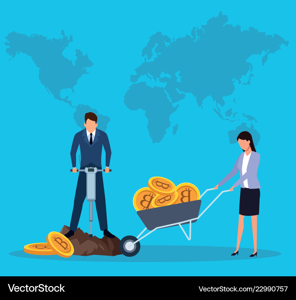 Digital mining bitcoin Royalty Free Vector Image