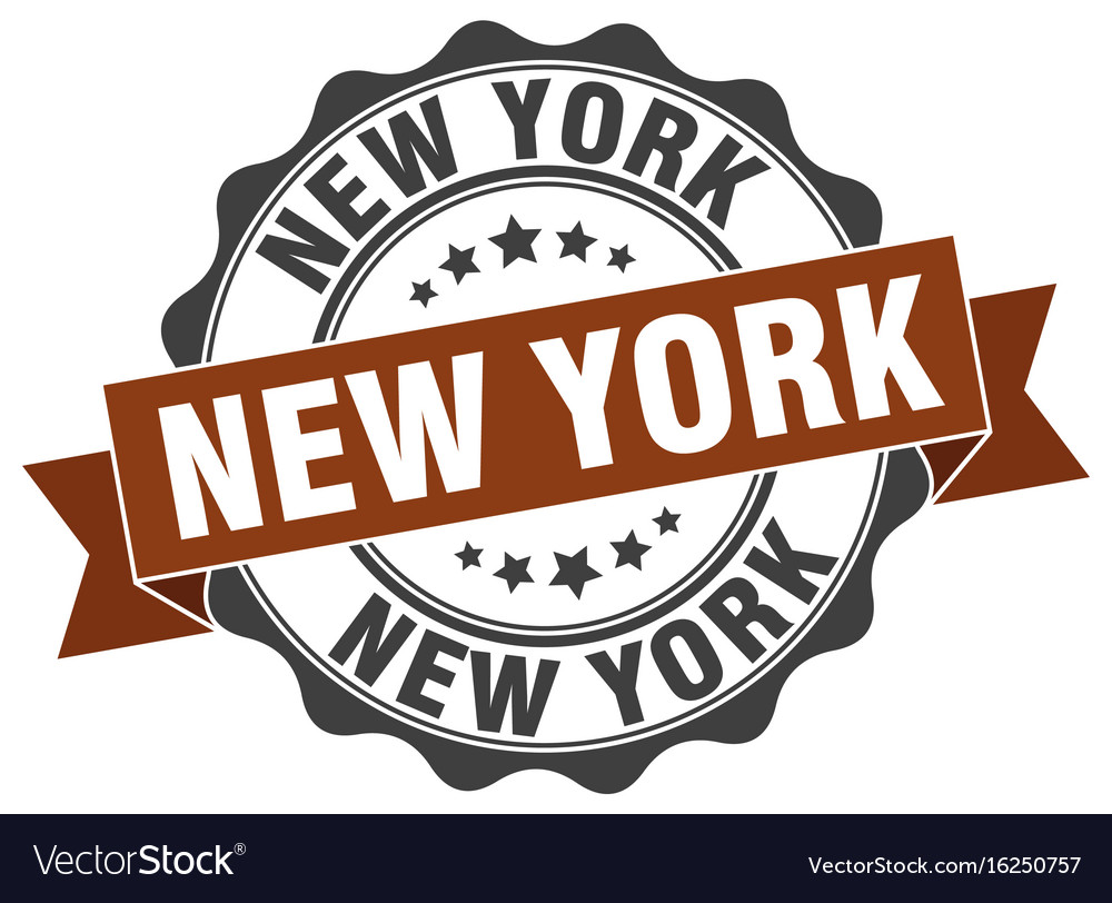 New york round ribbon seal Royalty Free Vector Image