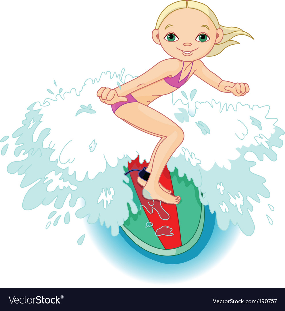 Surfer girl in action Royalty Free Vector Image