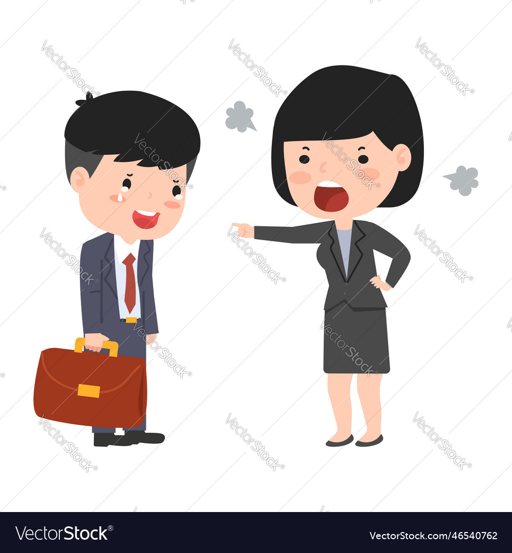 Boss angry pointed his finger with businessman Vector Image