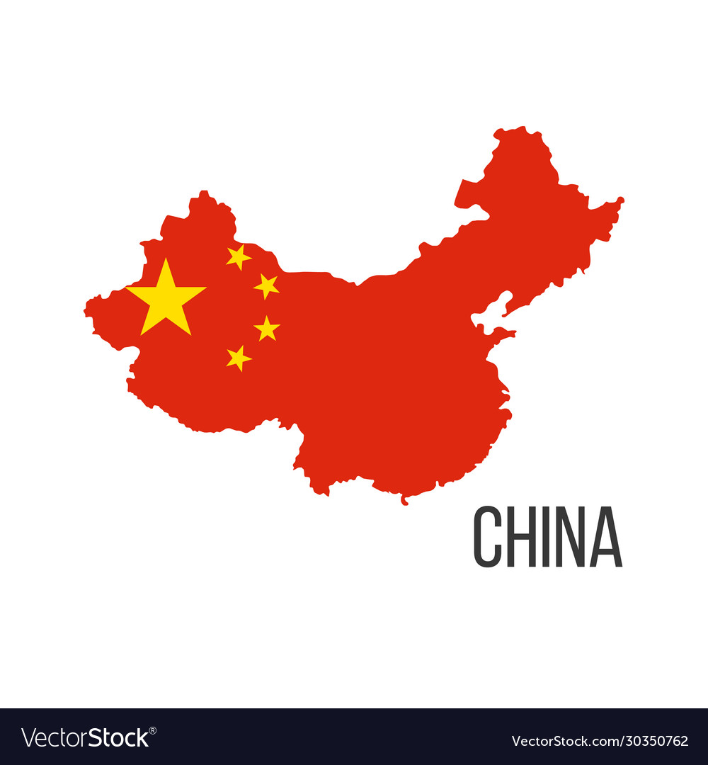 China flag map the country Royalty Free Vector Image