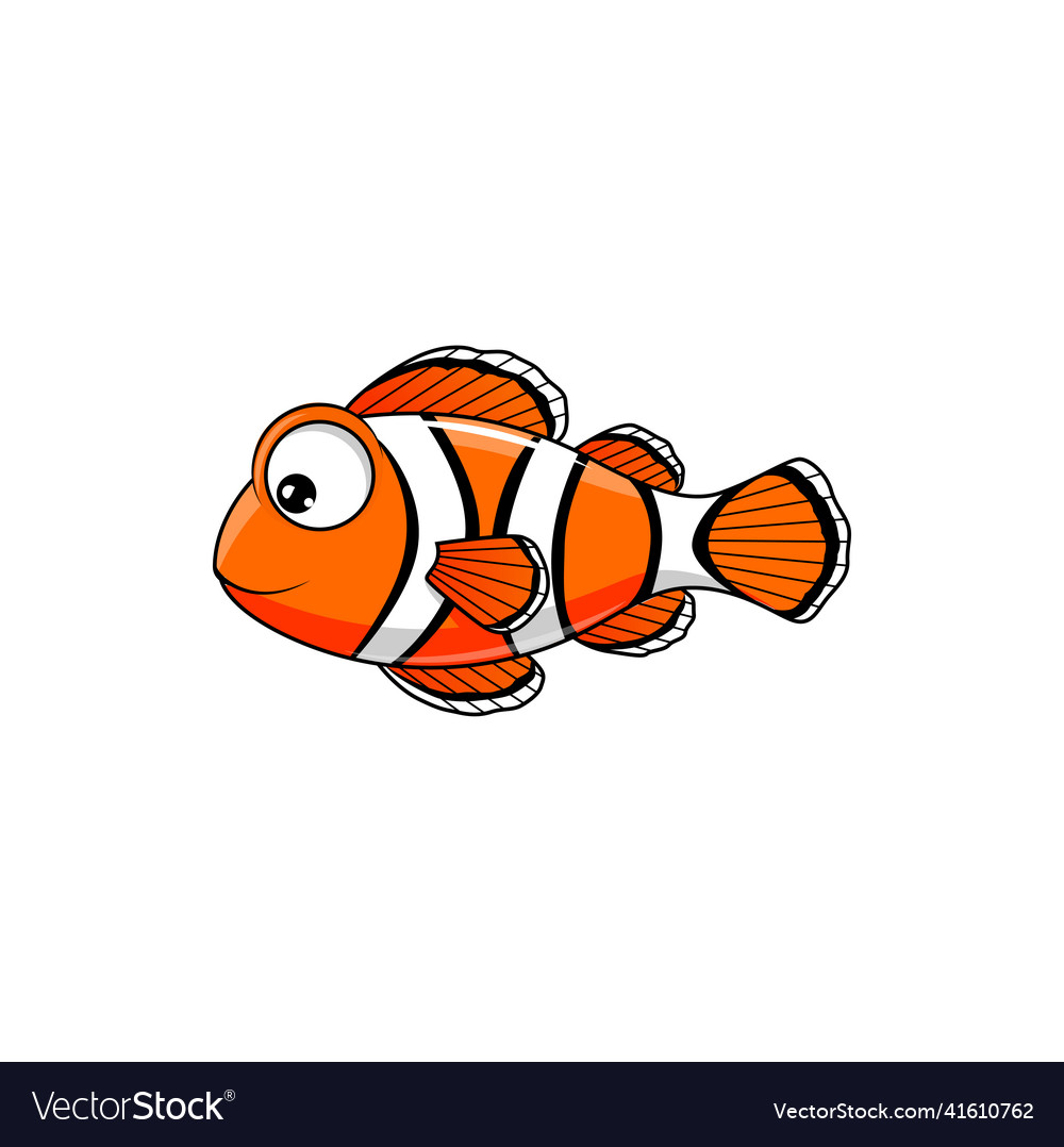 Clownfish anemone striped fish cartoon character Vector Image