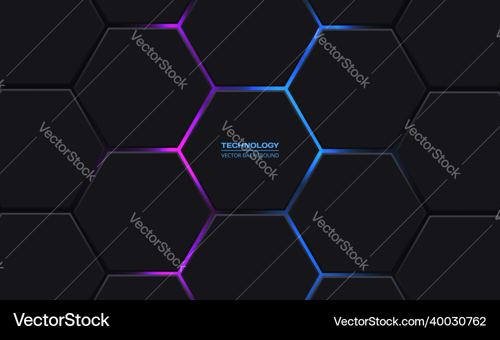 Dark gray hexagonal technology background Vector Image