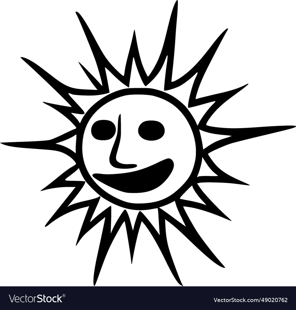 Sun - black and white Royalty Free Vector Image