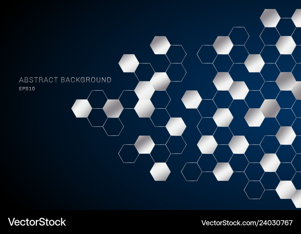 Abstract geometric hexagons pattern silver metal Vector Image