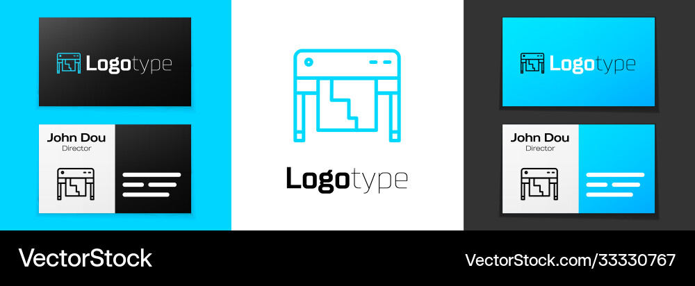 Blue line plotter icon isolated on white Vector Image