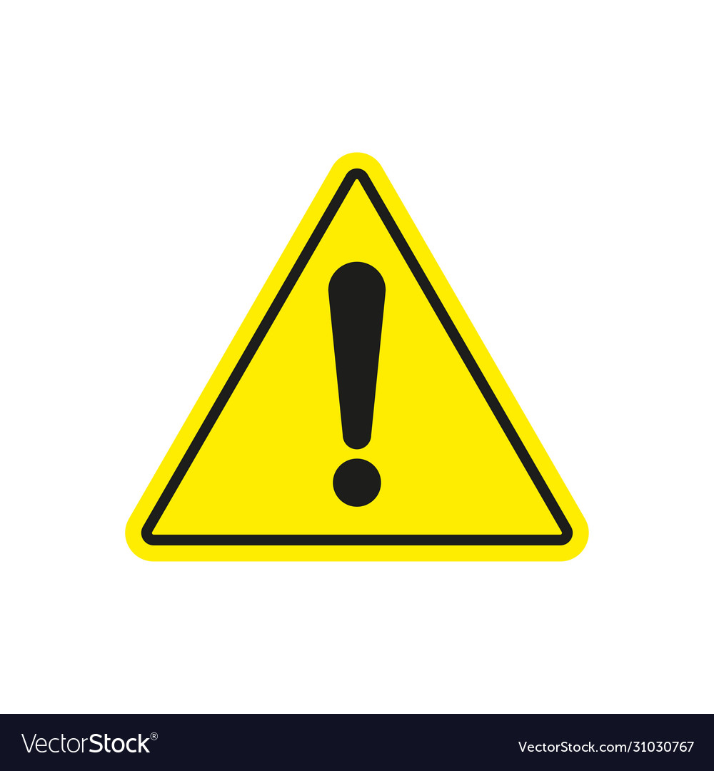 Danger warning sign exclamation mark on a yellow