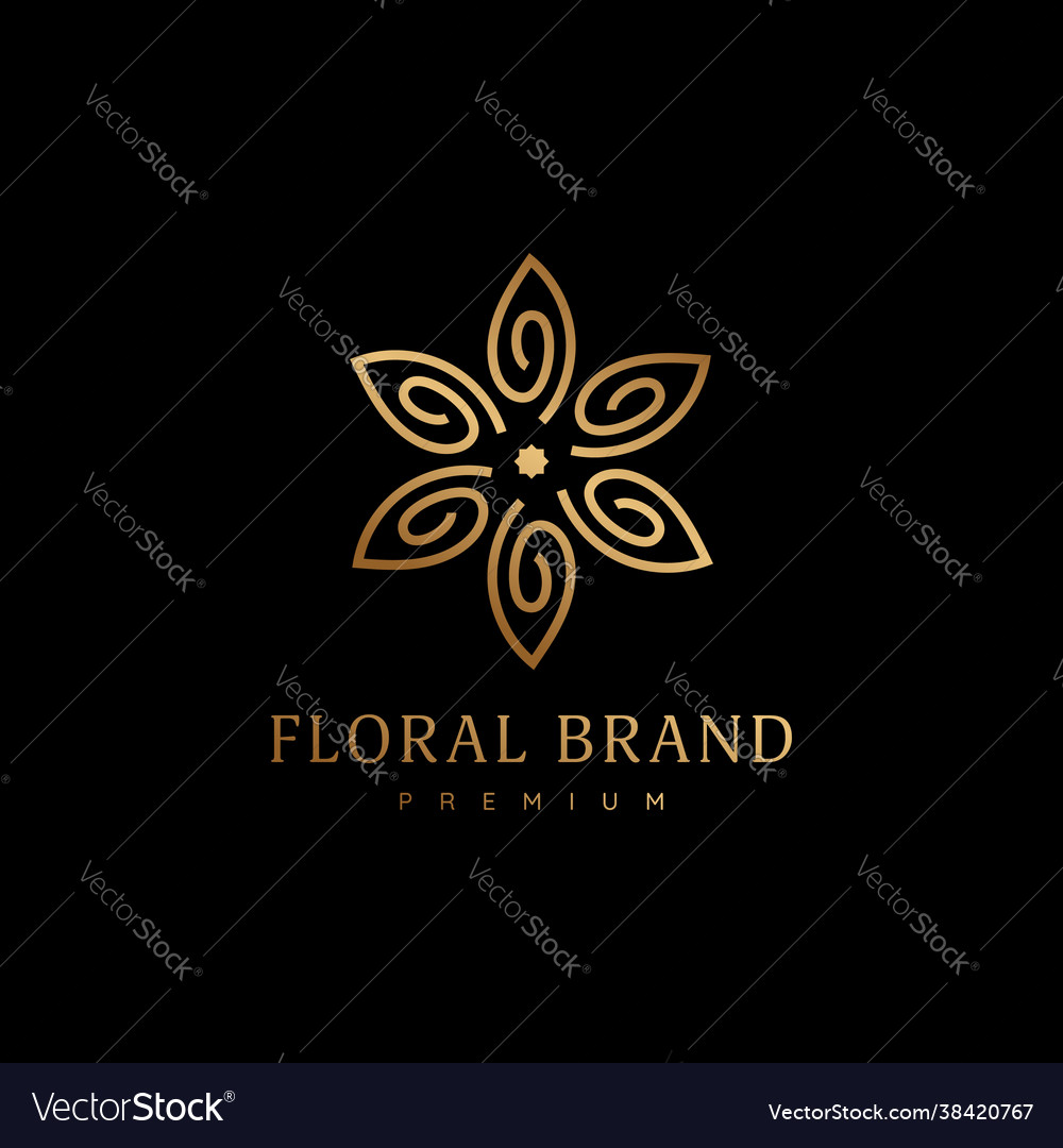 Elegant classic gold flower floral petals logo Vector Image