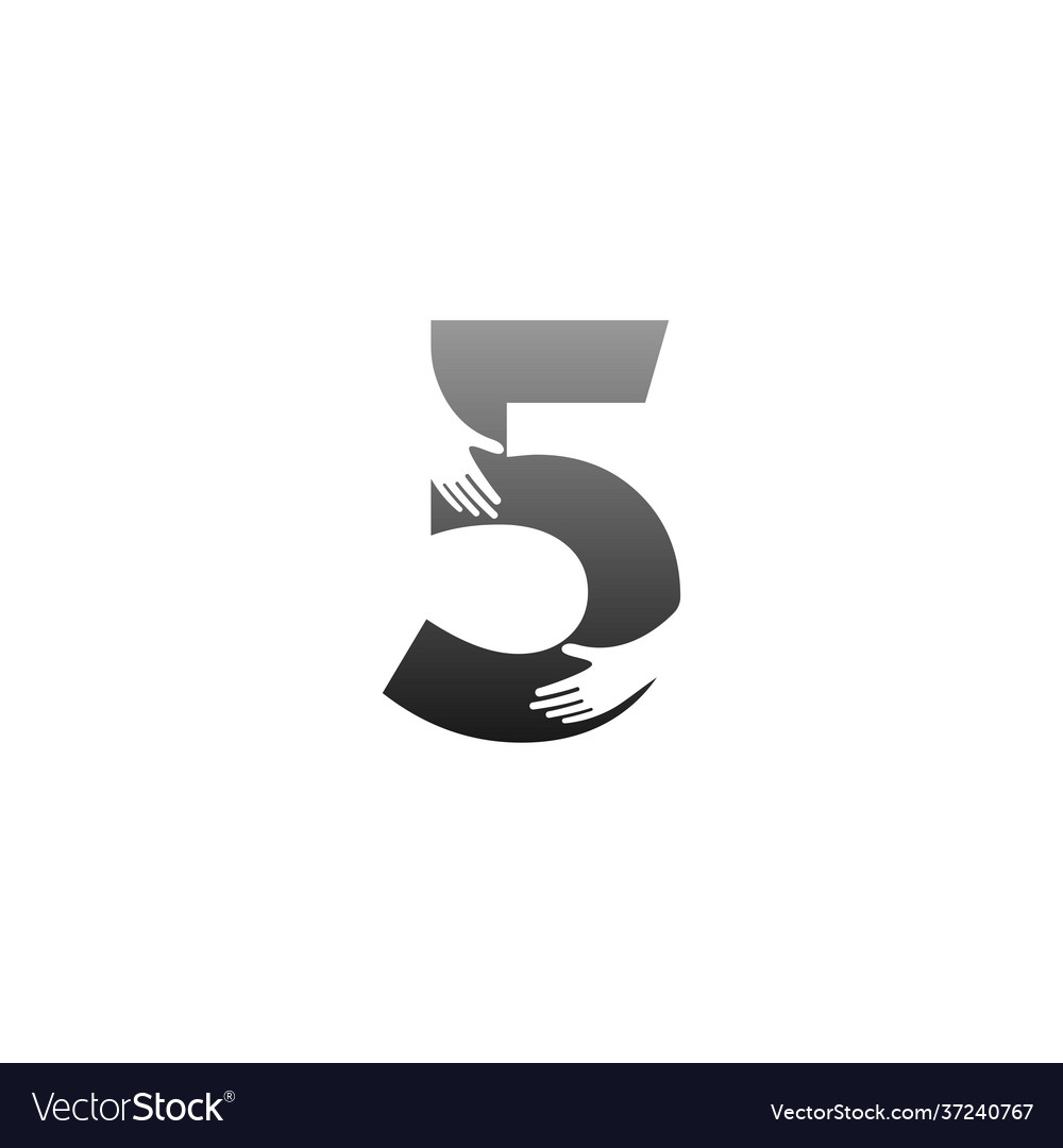 Number 5 logo icon with hand design symbol Vector Image