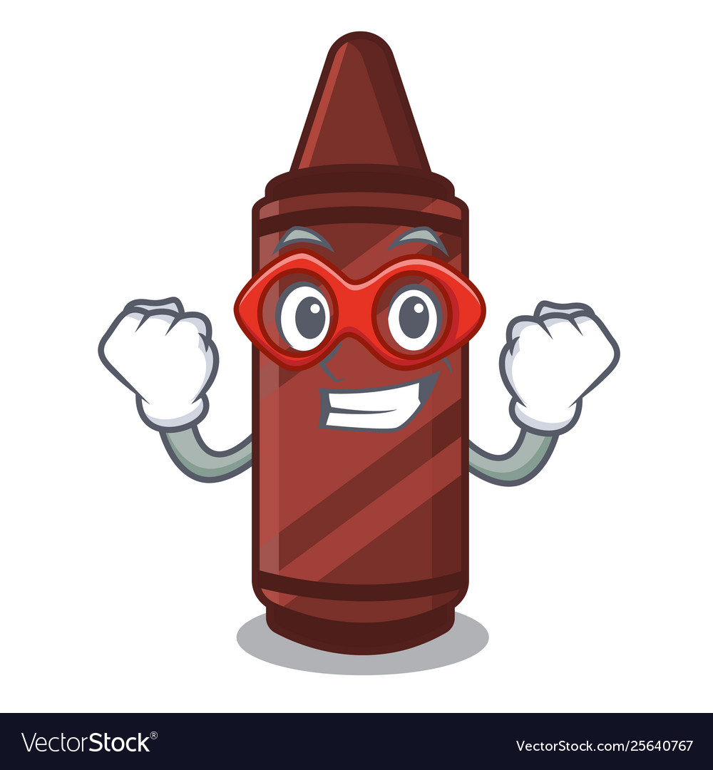 Super hero brown crayon isolated with mascot Vector Image