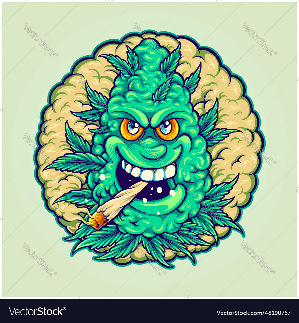 Unleash cannabis bud monster smoke Royalty Free Vector Image