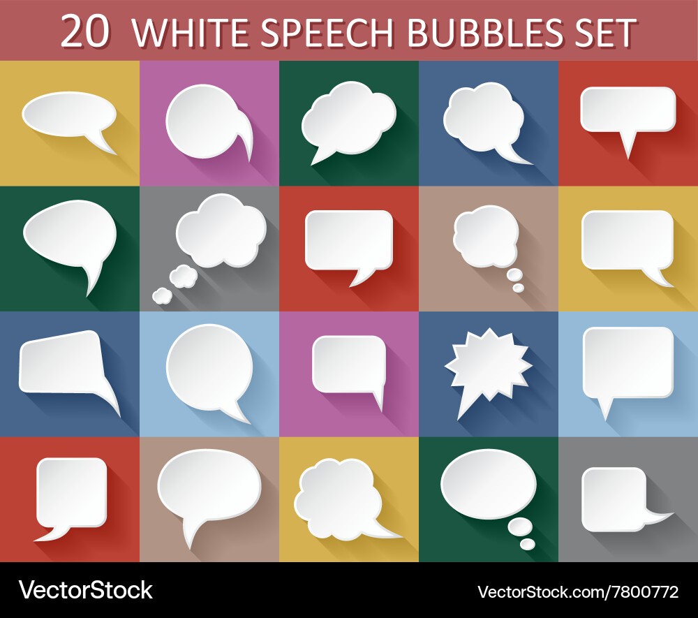 20 speech bubbles with shadows Royalty Free Vector Image