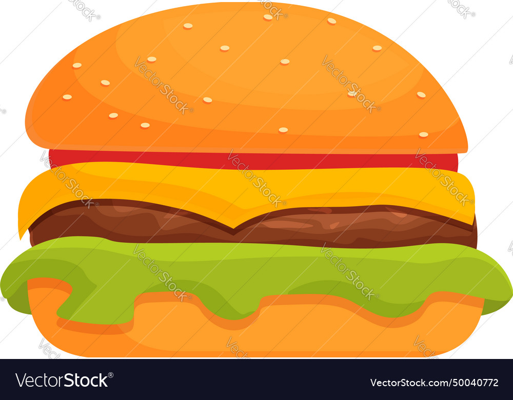 Burger leaves icon cartoon ham launch Royalty Free Vector