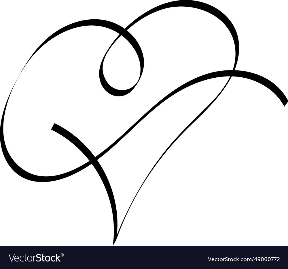 Calligraphy heart icon Royalty Free Vector Image