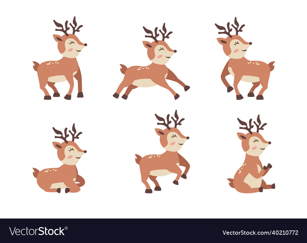 Different style of deer on a white background Vector Image