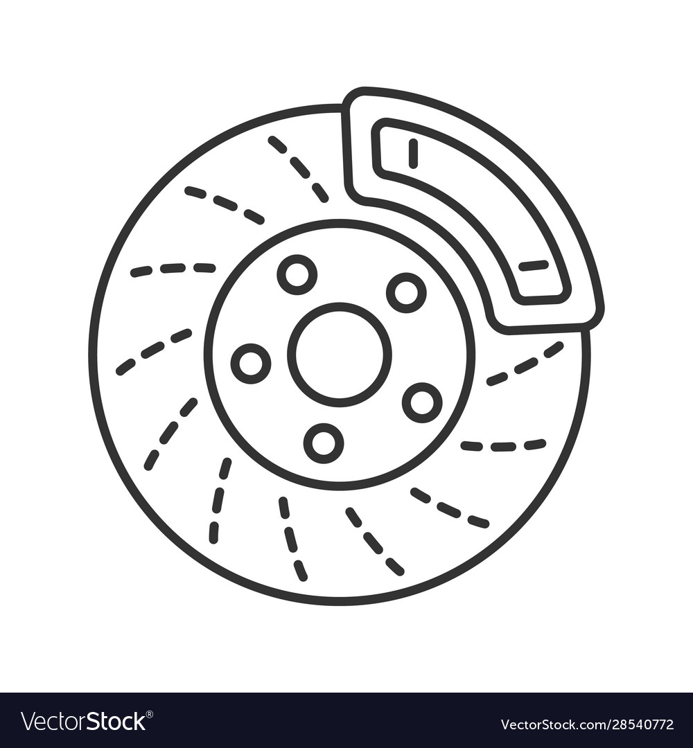 Disc brake with caliper linear icon Royalty Free Vector