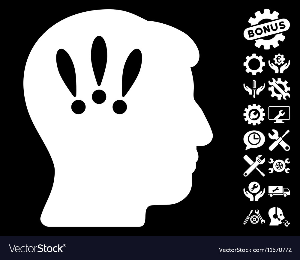 Head problems icon with tools bonus Royalty Free Vector