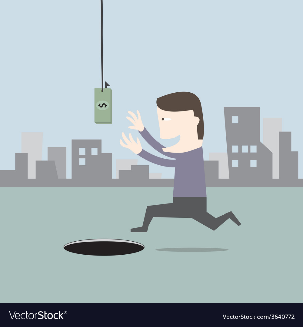 Businessman catching money with fishing rod Vector Image