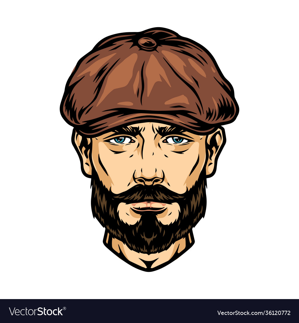 Trendy man head in irish cap Royalty Free Vector Image