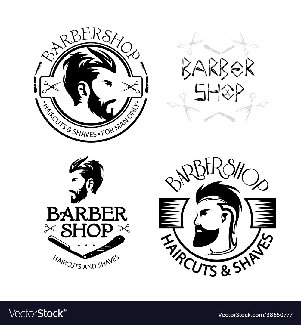 Barber shop vintage set Royalty Free Vector Image