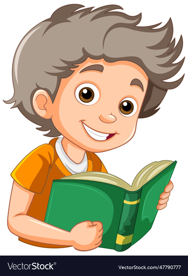 Cheerful boy holding book Royalty Free Vector Image