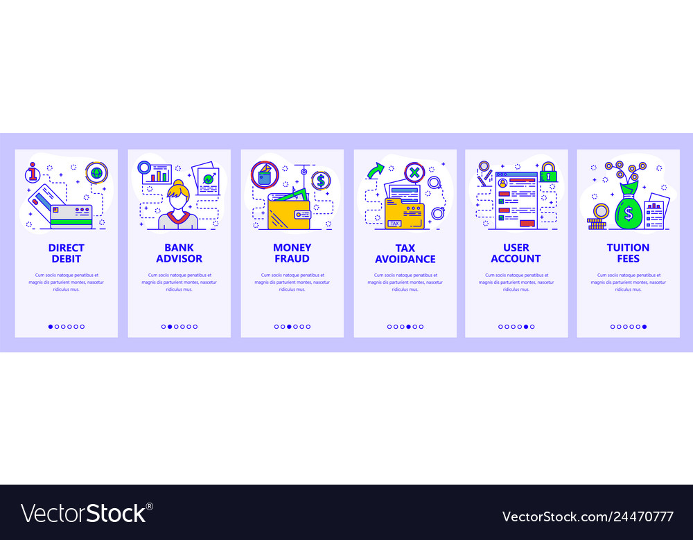 Mobile App Onboarding Screens Banking Money Vector Image