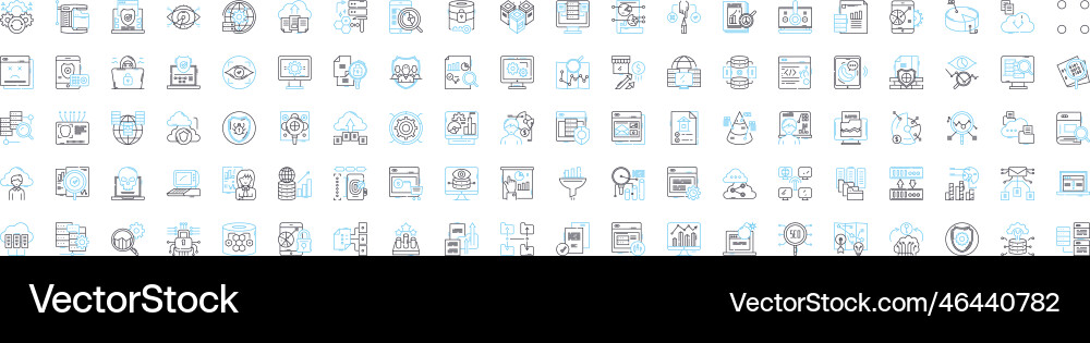 Big data analysis line icons set analytics Vector Image