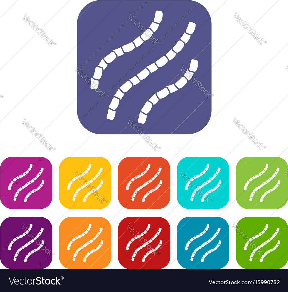 Escherichia coli icons set Royalty Free Vector Image