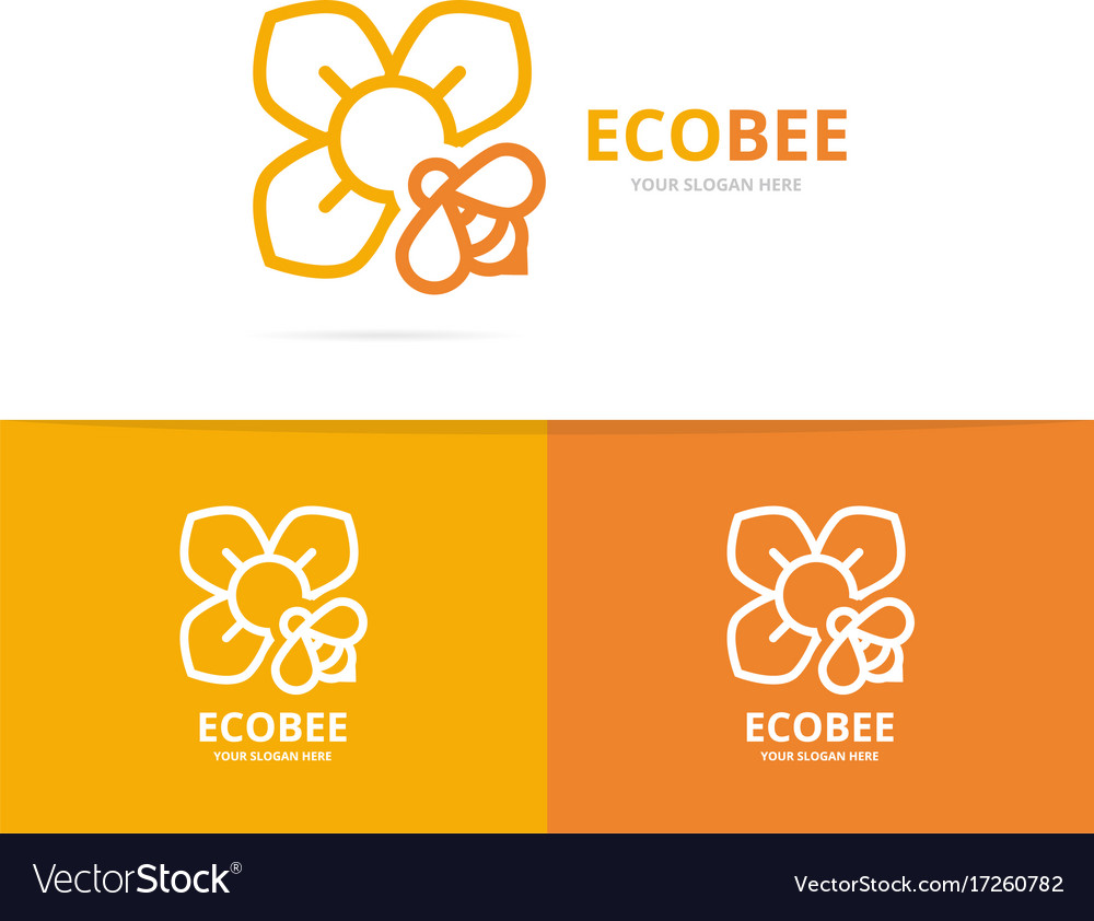 Flower and bee logo combination unique Royalty Free Vector