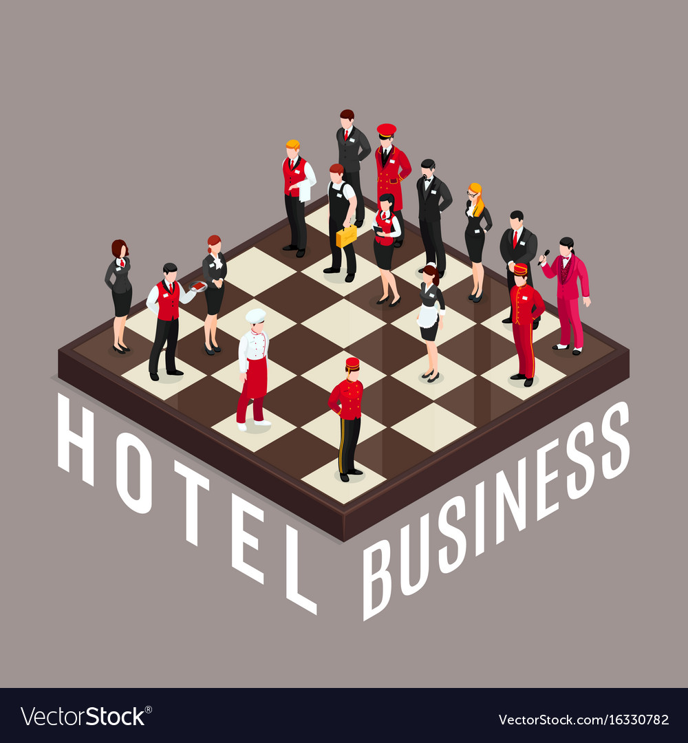 Hotel business chess concept Royalty Free Vector Image