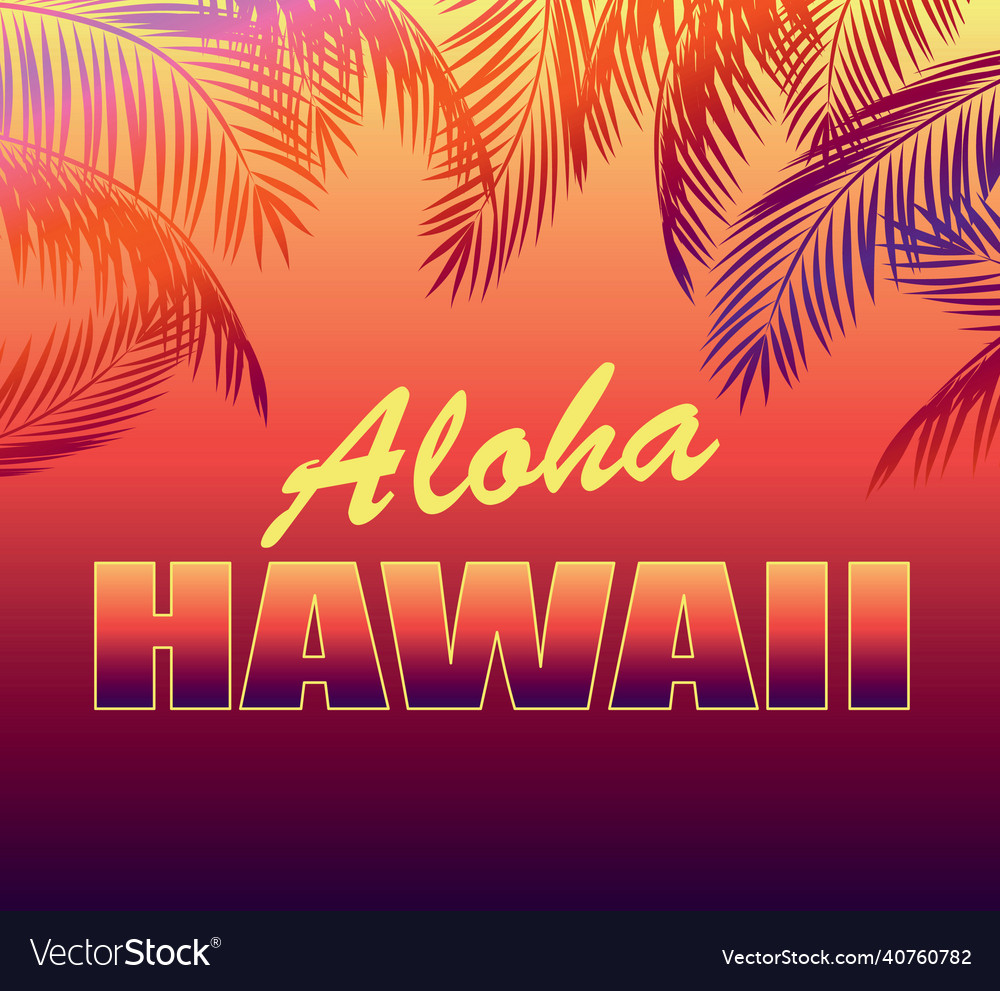 Neon tropical background with aloha hawaii Vector Image