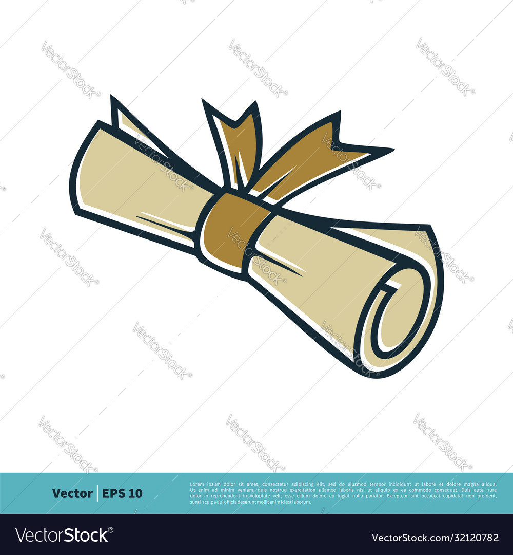 Scroll paper certificate icon logo template Vector Image Pertaining To Certificate Scroll Template