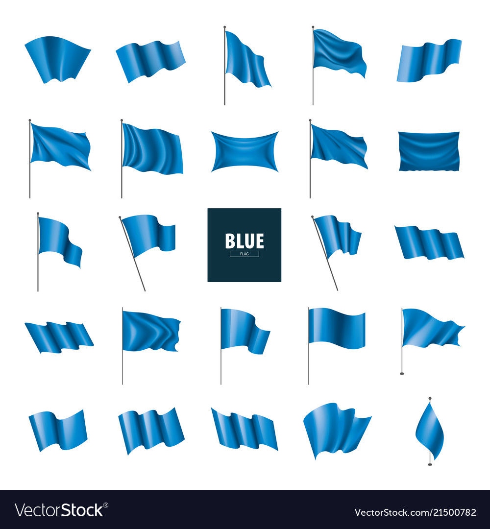 Waving the blue flag on a white background vector image Waving the blue flag on a white background