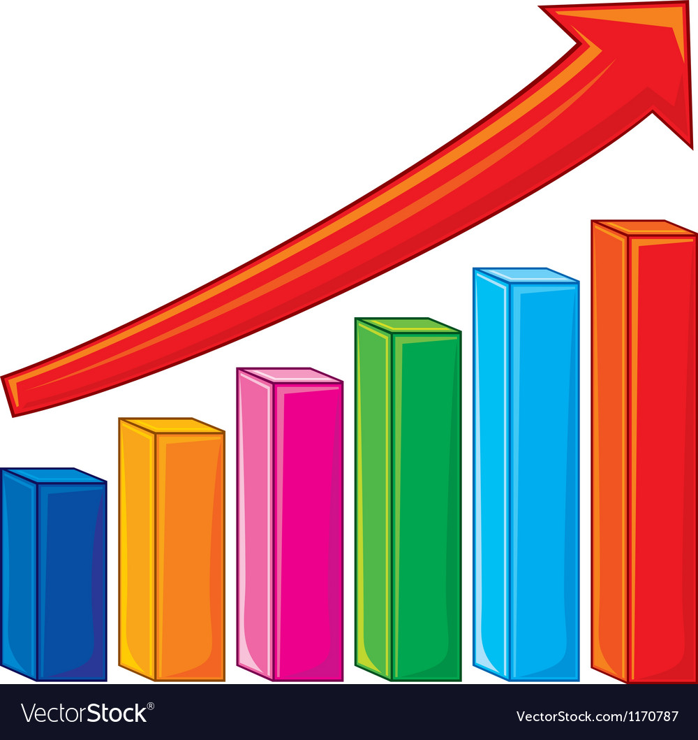 Bar graphincrease diagram Royalty Free Vector Image