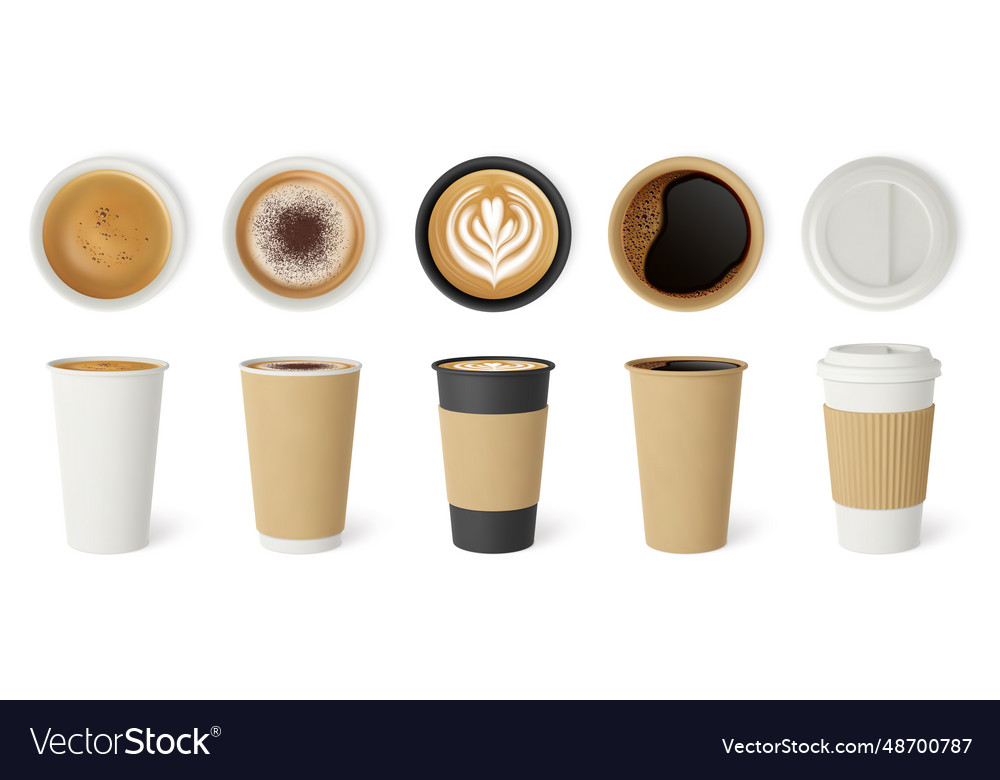 Coffee in paper mug mockup cup hot american Vector Image