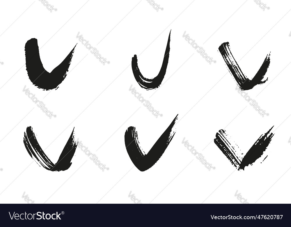 Grunge black checkmark check mark brush stroke Vector Image